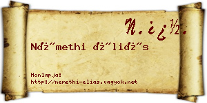 Némethi Éliás névjegykártya